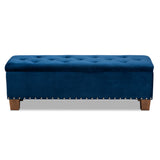 Baxton Studio Hannah Modern and Contemporary Navy Blue Velvet Fabric Upholstered Button-Tufted Storage Ottoman Bench