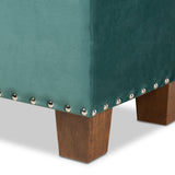 Baxton Studio Hannah Modern and Contemporary Teal Blue Velvet Fabric Upholstered Button-Tufted Storage Ottoman Bench