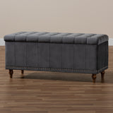 Baxton Studio Kaylee Modern and Contemporary Grey Velvet Fabric Upholstered Button-Tufted Storage Ottoman Bench