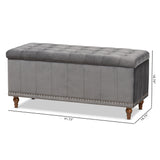 Baxton Studio Kaylee Modern and Contemporary Grey Velvet Fabric Upholstered Button-Tufted Storage Ottoman Bench