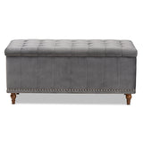 Baxton Studio Kaylee Modern and Contemporary Grey Velvet Fabric Upholstered Button-Tufted Storage Ottoman Bench