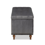 Baxton Studio Kaylee Modern and Contemporary Grey Velvet Fabric Upholstered Button-Tufted Storage Ottoman Bench