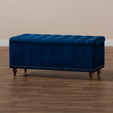 Baxton Studio Kaylee Modern and Contemporary Navy Blue Velvet Fabric Upholstered Button-Tufted Storage Ottoman Bench