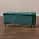 Baxton Studio Kaylee Modern and Contemporary Teal Blue Velvet Fabric Upholstered Button-Tufted Storage Ottoman Bench