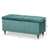 Baxton Studio Kaylee Modern and Contemporary Teal Blue Velvet Fabric Upholstered Button-Tufted Storage Ottoman Bench