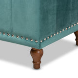 Baxton Studio Kaylee Modern and Contemporary Teal Blue Velvet Fabric Upholstered Button-Tufted Storage Ottoman Bench