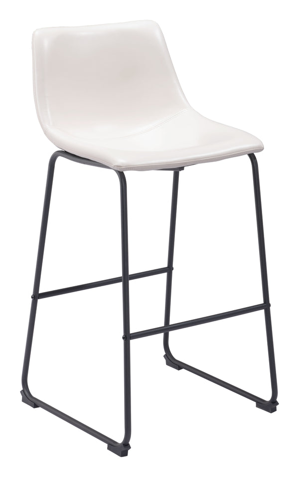 Zuo Modern Smart 100% Polyurethane, Plywood, Steel Transitional Commercial Grade Barstool Set - Set of 2 Distressed White, Black 100% Polyurethane, Plywood, Steel