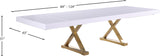 Excel Stainless Steel / Engineered Wood Contemporary White Lacquer Extendable Dining Table (3 Boxes) - 84"/123.5" W x 43.25" D x 31" H