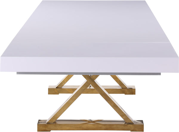 Excel Stainless Steel / Engineered Wood Contemporary White Lacquer Extendable Dining Table (3 Boxes) - 84"/123.5" W x 43.25" D x 31" H
