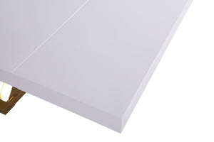 Excel Stainless Steel / Engineered Wood Contemporary White Lacquer Extendable Dining Table (3 Boxes) - 84"/123.5" W x 43.25" D x 31" H