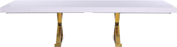 Excel Stainless Steel / Engineered Wood Contemporary White Lacquer Extendable Dining Table (3 Boxes) - 84"/123.5" W x 43.25" D x 31" H