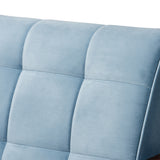 Baxton Studio Asta Mid-Century Modern Light Blue Velvet Fabric Upholstered Walnut Finished Wood Armchair