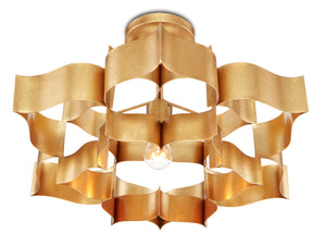 Grand Lotus Gold Small Chandelier - Antique Gold Leaf Elegance, Adjustable Height, Stunning Design