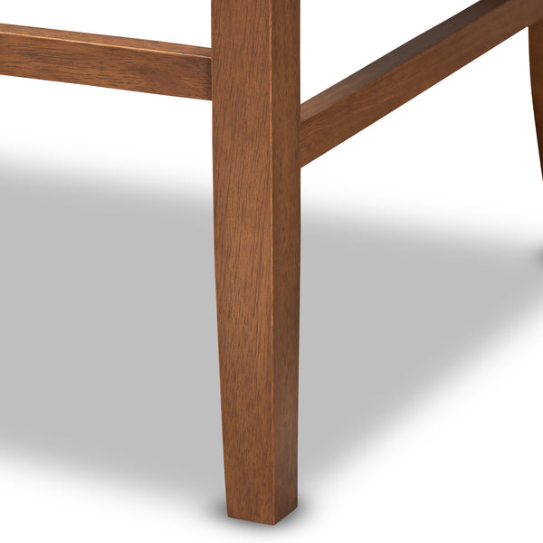 Baxton Studio Alira Modern and Contemporary Grey Fabric Upholstered Walnut Finished Wood Button Tufted Bar Stool Bench