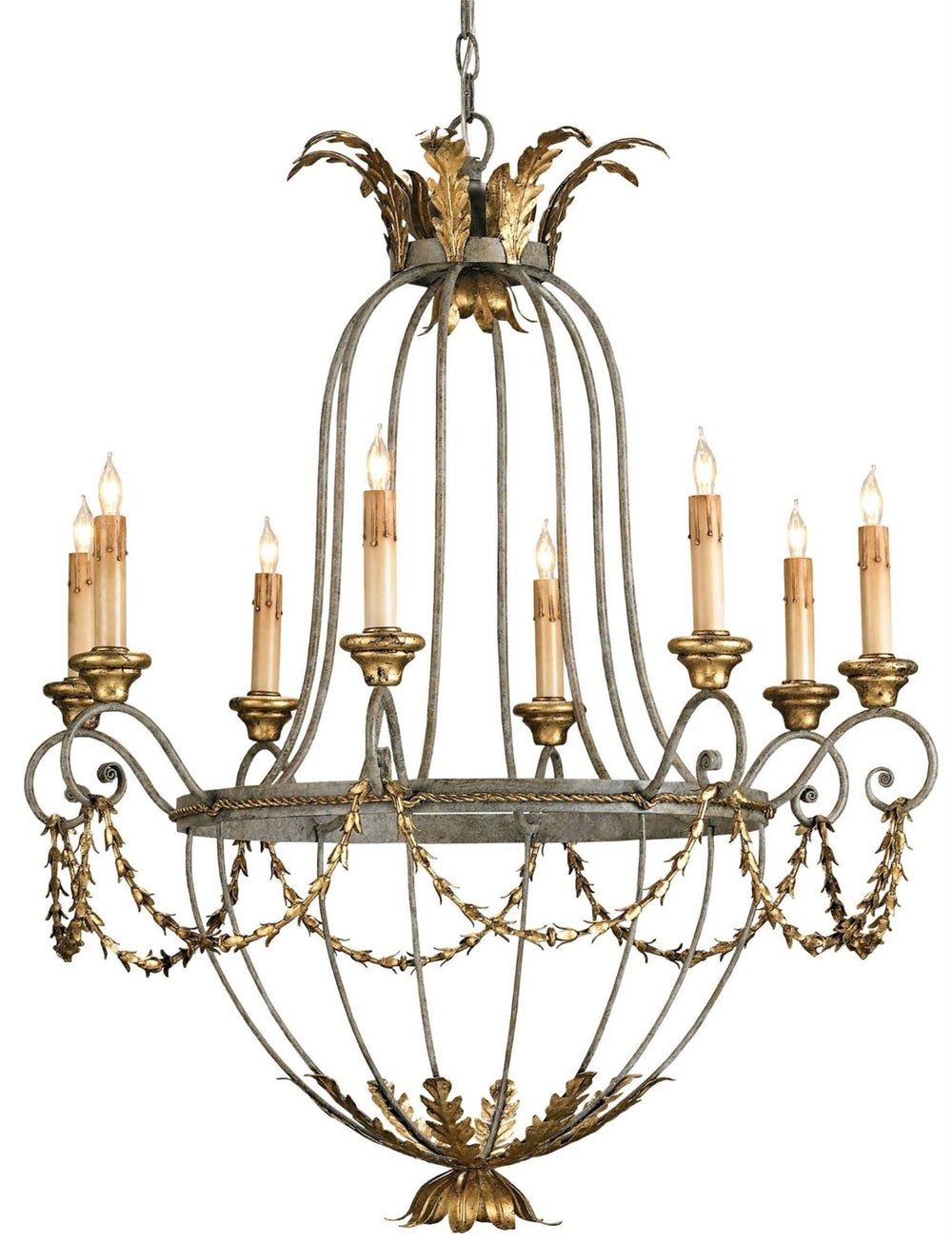 Elegance Chandelier - Italianate Design with Acanthus Leaf Motifs, Etruscan & Gold Leaf Finishes