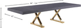 Excel Oak Veneer / Engineered Wood / Stainless Steel Contemporary Grey Oak Veneer Lacquer Extendable Dining Table (3 Boxes) - 84"/123.5" W x 43.25" D x 31" H