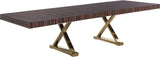 Excel Zebra Wood Veneer / Engineered Wood / Stainless Steel Contemporary Brown Zebra Wood Veneer Lacquer Extendable Dining Table (3 Boxes) - 84"/123.5" W x 43.25" D x 31" H