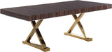 Excel Zebra Wood Veneer / Engineered Wood / Stainless Steel Contemporary Brown Zebra Wood Veneer Lacquer Extendable Dining Table (3 Boxes) - 84"/123.5" W x 43.25" D x 31" H