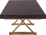 Excel Zebra Wood Veneer / Engineered Wood / Stainless Steel Contemporary Brown Zebra Wood Veneer Lacquer Extendable Dining Table (3 Boxes) - 84"/123.5" W x 43.25" D x 31" H