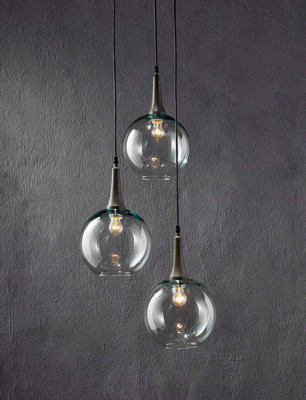 Beckett Trio Pendant - Elegant Adjustable Lighting with Glass Spheres & Emery Rust Finish for Home