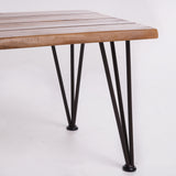 Zion Outdoor Industrial Rustic Finshed Iron and Teak Finished Acacia Wood Coffee Table Noble House