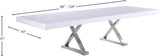 Excel Engineered Wood / Stainless Steel Contemporary White Lacquer Extendable Dining Table (3 Boxes) - 84"/123.5" W x 43.25" D x 31" H