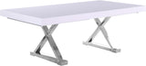 Excel Engineered Wood / Stainless Steel Contemporary White Lacquer Extendable Dining Table (3 Boxes) - 84"/123.5" W x 43.25" D x 31" H