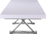 Excel Engineered Wood / Stainless Steel Contemporary White Lacquer Extendable Dining Table (3 Boxes) - 84"/123.5" W x 43.25" D x 31" H