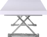 Excel Engineered Wood / Stainless Steel Contemporary White Lacquer Extendable Dining Table (3 Boxes) - 84"/123.5" W x 43.25" D x 31" H