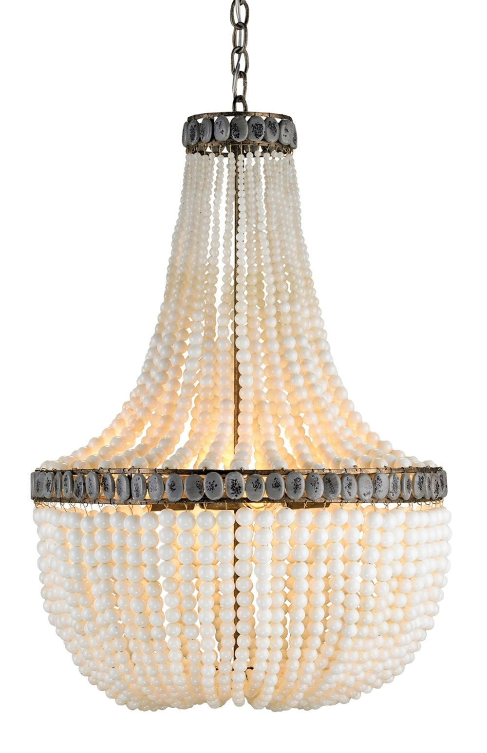 Hedy Cream Chandelier - Elegant Pyrite Bronze Beaded Lighting from Marjorie Skouras Collection