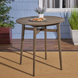 Stamford Outdoor Rustic Acacia Wood Bar Table with Slat Top, Gray Noble House