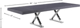 Excel Oak Veneer / Engineered Wood / Stainless Steel Contemporary Grey Oak Veneer Lacquer Extendable Dining Table (3 Boxes) - 84"/123.5" W x 43.25" D x 31" H