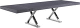 Excel Oak Veneer / Engineered Wood / Stainless Steel Contemporary Grey Oak Veneer Lacquer Extendable Dining Table (3 Boxes) - 84"/123.5" W x 43.25" D x 31" H