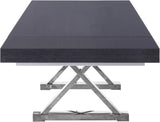 Excel Oak Veneer / Engineered Wood / Stainless Steel Contemporary Grey Oak Veneer Lacquer Extendable Dining Table (3 Boxes) - 84"/123.5" W x 43.25" D x 31" H