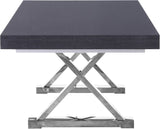 Excel Oak Veneer / Engineered Wood / Stainless Steel Contemporary Grey Oak Veneer Lacquer Extendable Dining Table (3 Boxes) - 84"/123.5" W x 43.25" D x 31" H