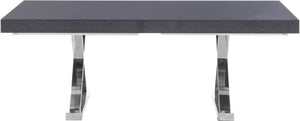 Excel Oak Veneer / Engineered Wood / Stainless Steel Contemporary Grey Oak Veneer Lacquer Extendable Dining Table (3 Boxes) - 84"/123.5" W x 43.25" D x 31" H
