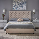 Noble House Scout Fully Upholstered Ivory Fabric Queen Bed Set