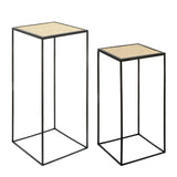 Transitional Set of 2 -  Metal/wood Planter Stands 23/28