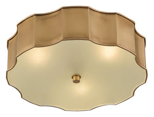 Wexford Antique Brass Flush Mount Light Fixture with Opaque Glass Diffuser for Warm Indoor Glow