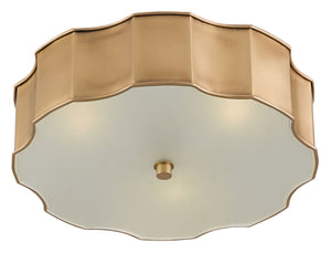 Wexford Antique Brass Flush Mount Light Fixture with Opaque Glass Diffuser for Warm Indoor Glow