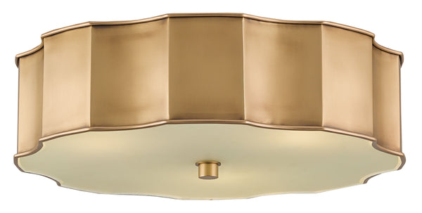 Wexford Antique Brass Flush Mount Light Fixture with Opaque Glass Diffuser for Warm Indoor Glow