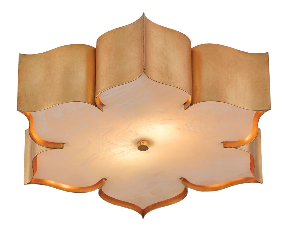 Grand Lotus Gold Flush Mount Light Fixture - Antique Wrought Iron Elegance for Stunning Interiors