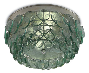 Braithwell Flush Mount Light - Eco-Friendly Recycled Glass & Silver Leaf Wrought Iron Ceiling Fixture