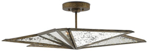 Stargazer Semi-Flush Light Fixture in Pyrite Bronze with Raj Mirror Panels for Stunning Illumination