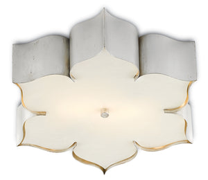 Grand Lotus Silver Flush Mount Light Fixture - Elegant Wrought Iron Design with Contemporary Finish