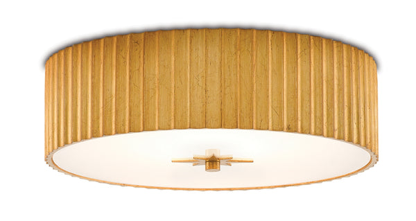Caravel Flush Mount Light Fixture - Gold Leaf Finish with Frosted Glass Diffuser for Soft Illumination