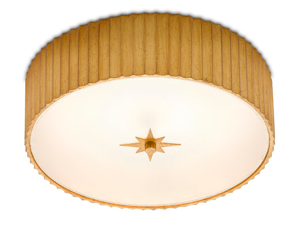 Caravel Flush Mount Light Fixture - Gold Leaf Finish with Frosted Glass Diffuser for Soft Illumination