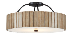 Tetterby Flush-Mount Light Fixture - Eco-Friendly Bamboo Design with Modern LED & Black Accent Finial