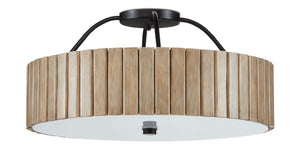 Tetterby Flush-Mount Light Fixture - Eco-Friendly Bamboo Design with Modern LED & Black Accent Finial