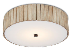 Tetterby Flush-Mount Light Fixture - Eco-Friendly Bamboo Design with Modern LED & Black Accent Finial